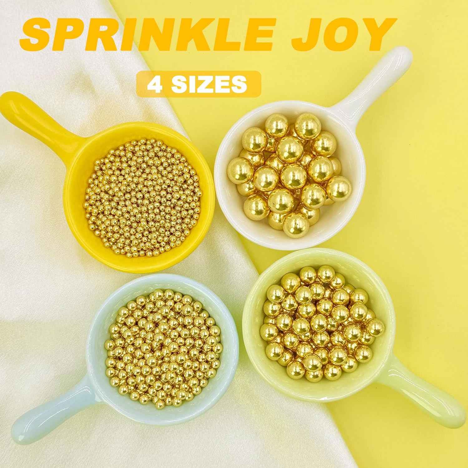 Gold Sprinkles for Cake Decorating – Family-Safe Pearl Mix for Kids' Birthday Cakes and Cupcakes
