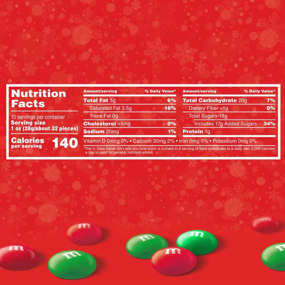 M&M'S Milk Chocolate Christmas Candy – Festive Holiday Stocking Stuffer Gift for Family and Friends, 10 Oz Bag