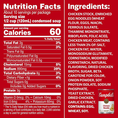 Campbell's Condensed Chicken Noodle Soup, 10.75 oz Can – Quick Study Break Fuel for College Dorm Fridges