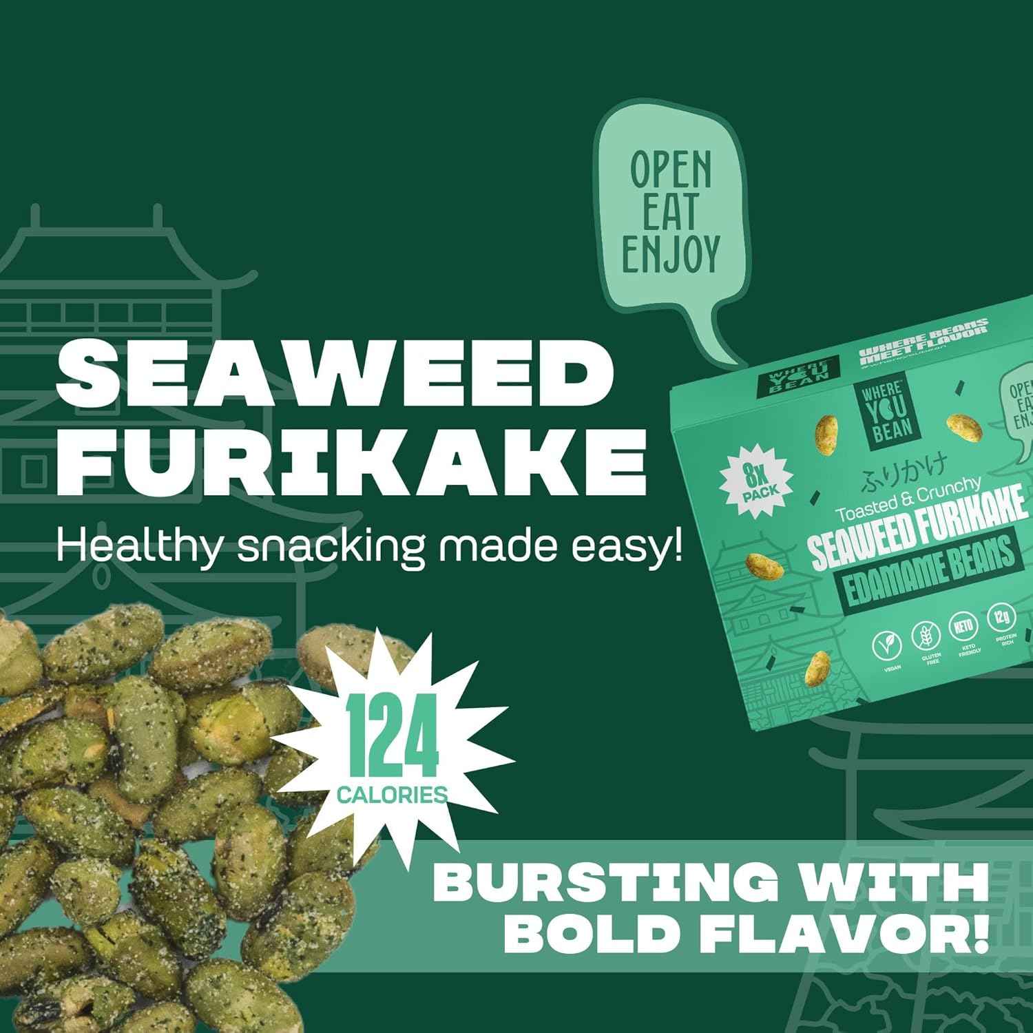 Where You Bean Seaweed Furikake Edamame – Kid-Friendly Crunchy Lunchbox Protein for School and After-School Snacks
