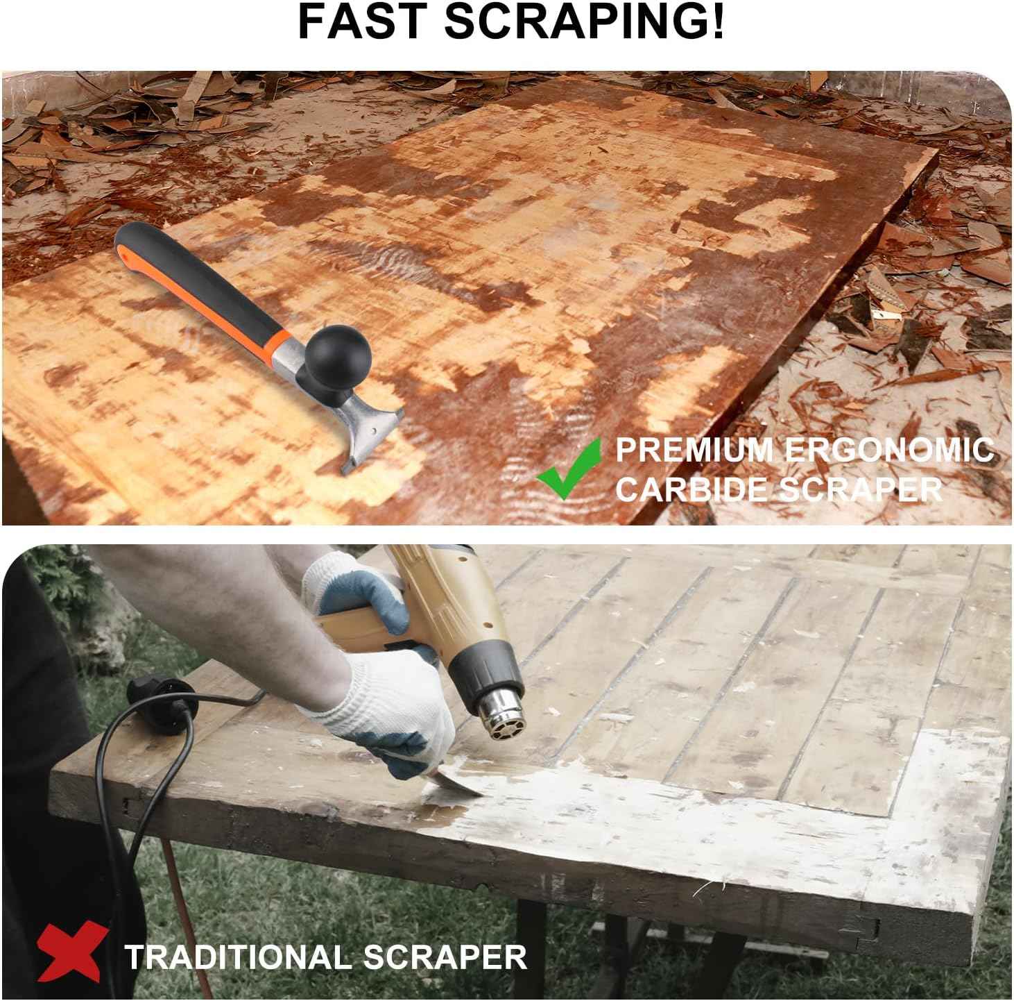 [Brand] Carbide Scraper 2-1/2 inch – Safer Dust-Controlled Alternative to Power Sanders for Indoor Refinishing