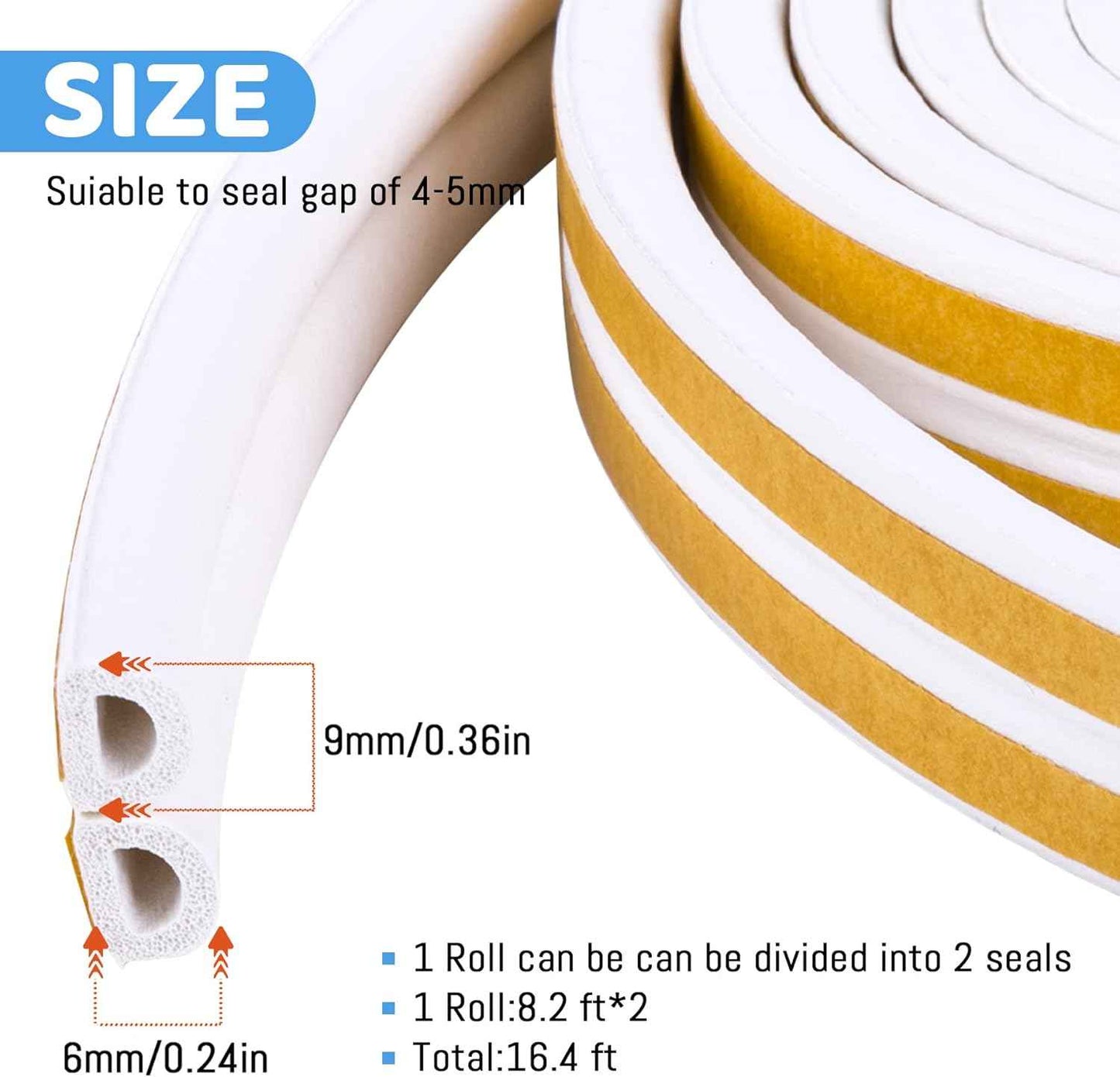 CloudBuyer D-Type Foam Seal – Stylish Living Room Window Weatherstrip, Brown Self-Adhesive Frame Protector