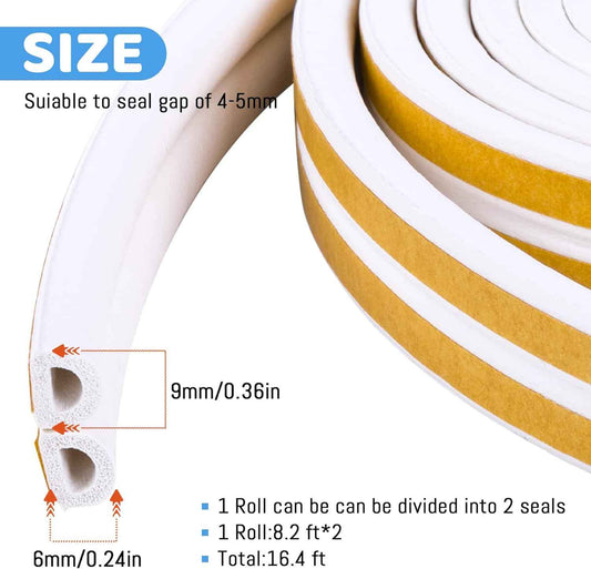 CloudBuyer D-Type Foam Seal – Stylish Living Room Window Weatherstrip, Brown Self-Adhesive Frame Protector