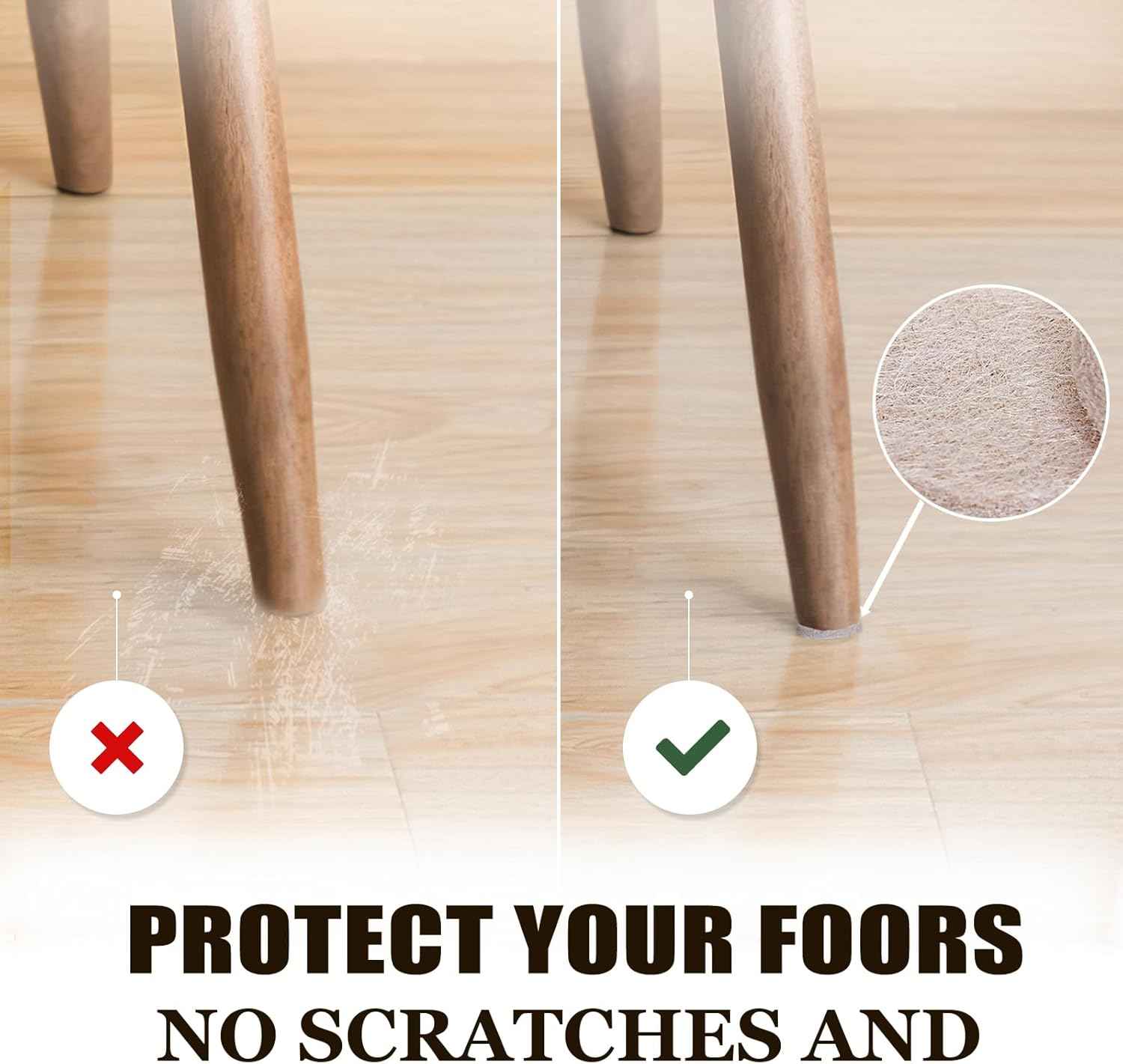 Yelanon Felt Furniture Pads for Hardwood Floors - 216 Pcs Strong-Adhesive Floor Protectors Preventing Slip and Trip Hazards at Home