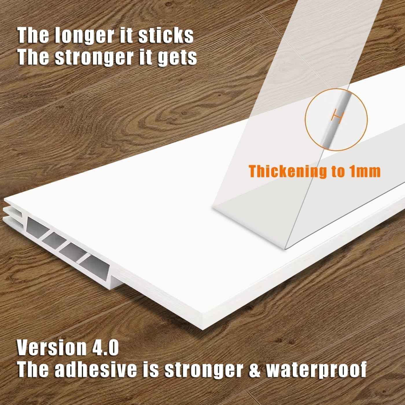 Suptikes 2 Pack Door Sweep for Clutter-Free Homes, Low-Profile Silicone Draft Stopper in White