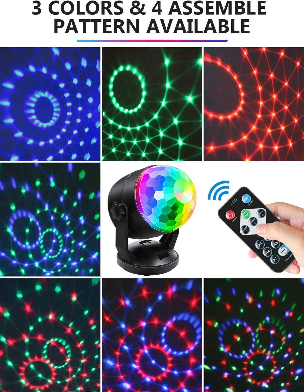 Luditek 2-Pack Sound Activated Party Lights – Birthday Gift for Her, Portable Disco Ball Lights for Bedroom and Holiday Party Decor