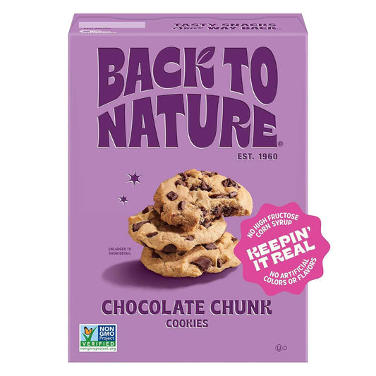 Back to Nature Chocolate Chunk Cookies – Simple Plant-Based Staple for the Uncluttered Pantry, 7.5 oz Box