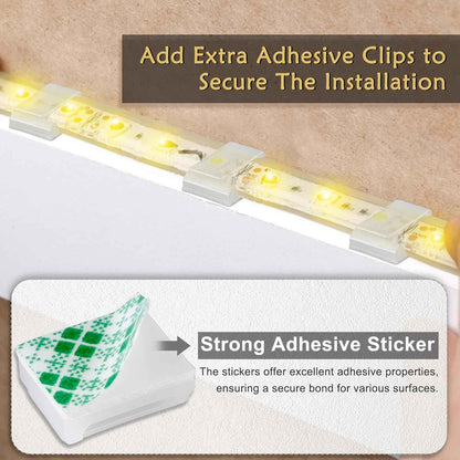 GooChan LED Strip Clips – Secure Adhesive Mounting to Prevent Falling Strips in Homes with Kids and Pets, 100 Pack