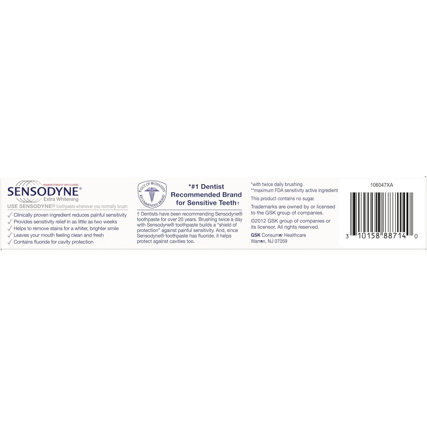 Sensodyne Extra Whitening Toothpaste for Sensitive Teeth – SLS-Free Daily Whitening for Self-Care Routines