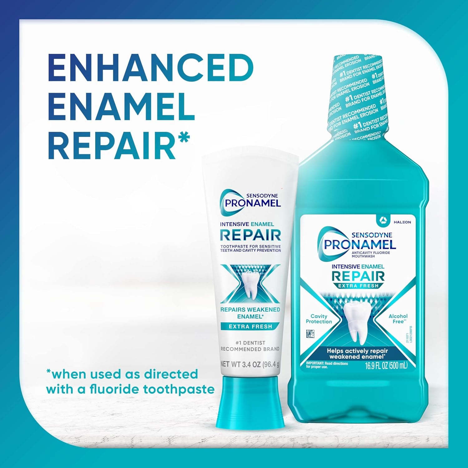 Sensodyne Pronamel Alcohol-Free Mouthwash – Enamel Repair Rinse for Nightly Self-Care Ritual, Extra Fresh 16.9 fl oz (3 Pack)
