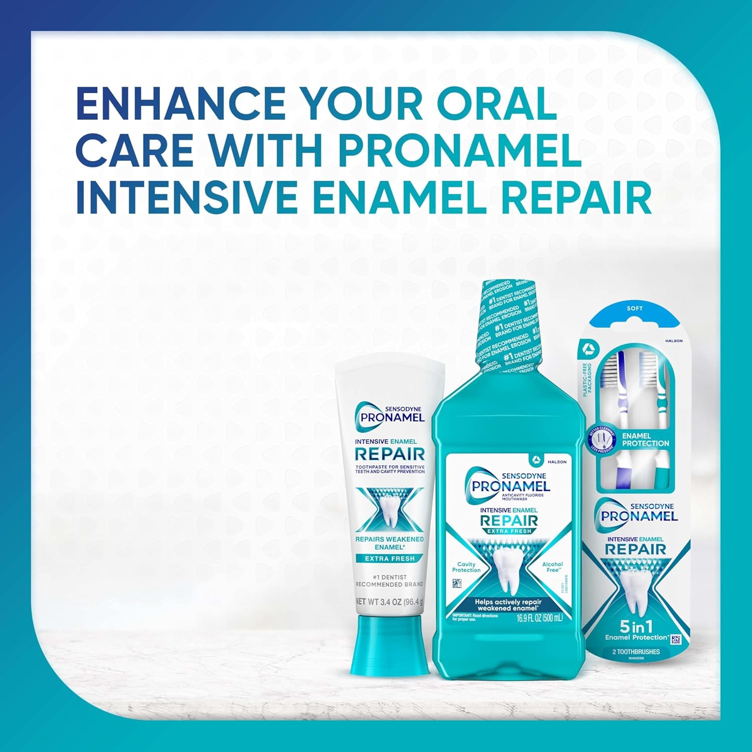Sensodyne Pronamel Alcohol-Free Mouthwash – Enamel Repair Rinse for Nightly Self-Care Ritual, Extra Fresh 16.9 fl oz (3 Pack)