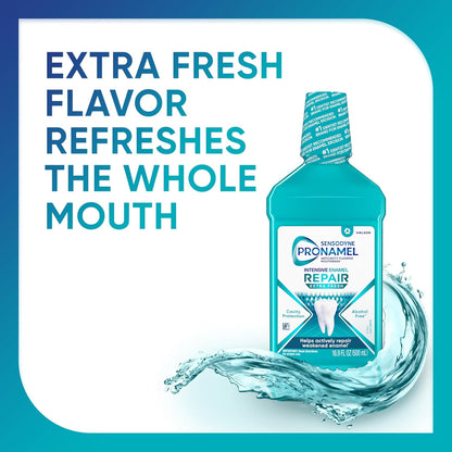 Sensodyne Pronamel Alcohol-Free Mouthwash – Enamel Repair Rinse for Nightly Self-Care Ritual, Extra Fresh 16.9 fl oz (3 Pack)