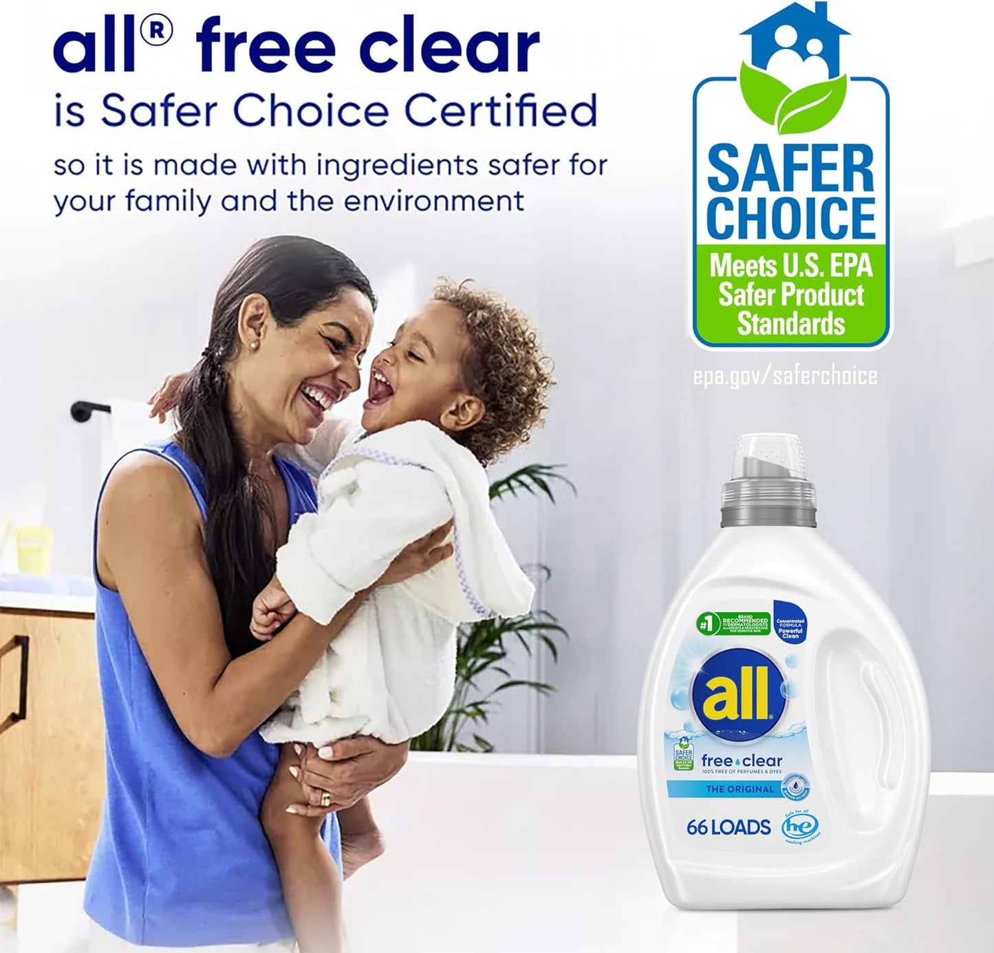 septic-safe, phosphate-free formulation that removes dirt, body oil, and allergens without residue