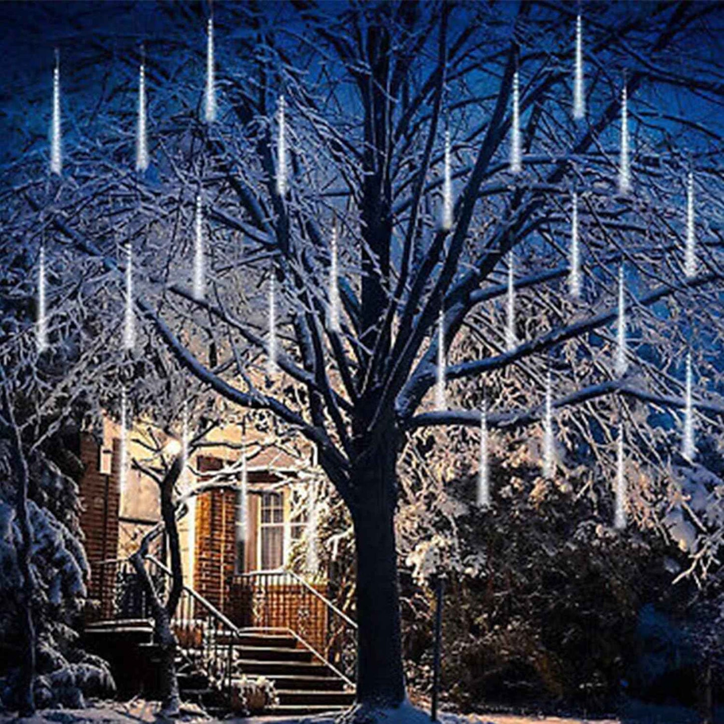 LJLNION Meteor Shower Lights – Weatherproof Patio and Pergola String Lights, IP65 Snow Falling 8 Tube LED Set