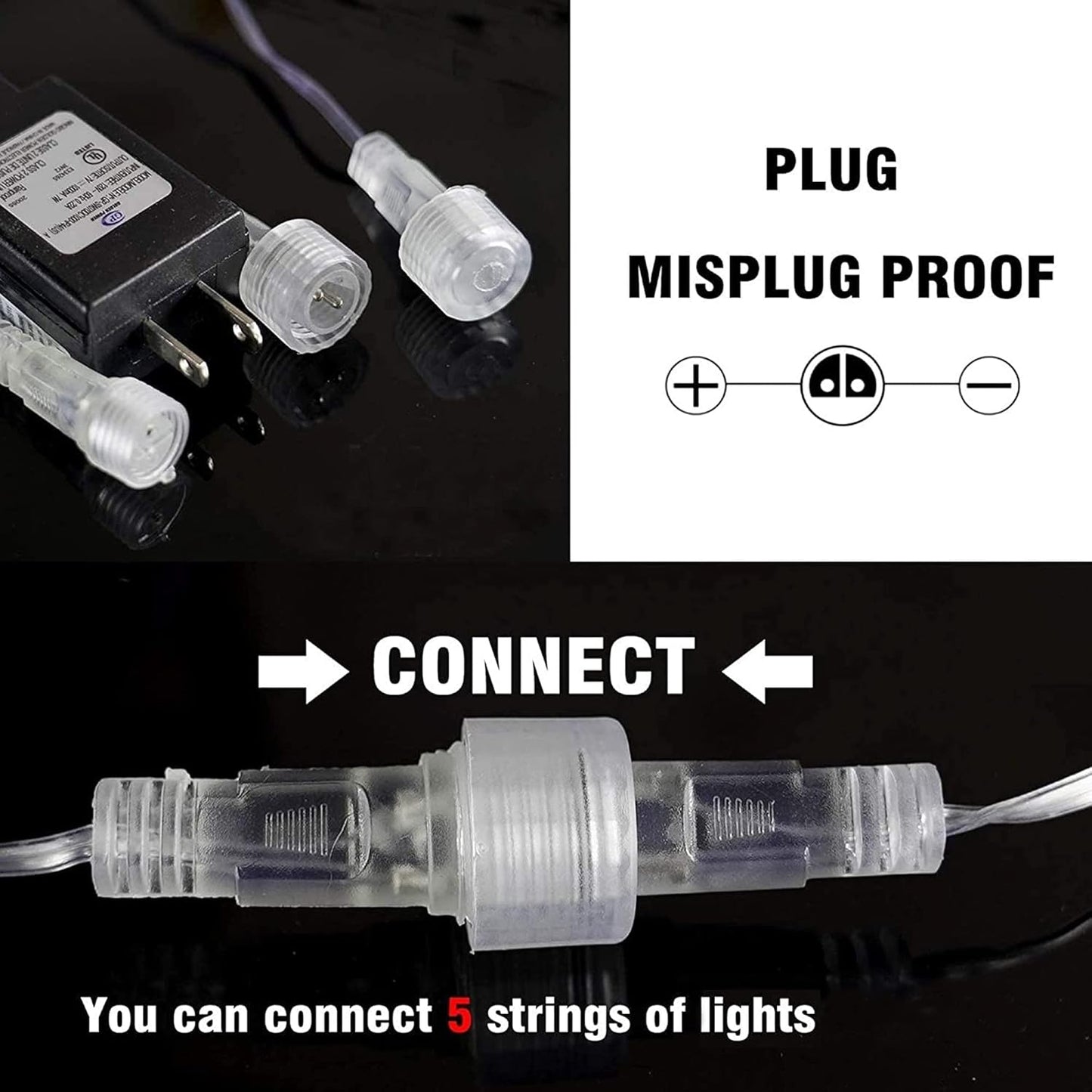sequential top-to-bottom led cascade producing a meteor-shower/falling-snow effect