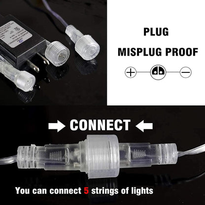 sequential top-to-bottom led cascade producing a meteor-shower/falling-snow effect