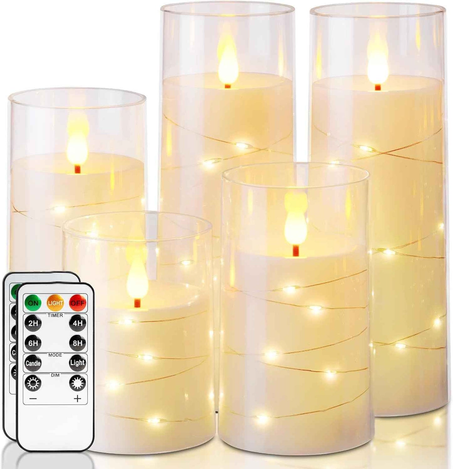 Homemory Star String Fairy Light Candle Set – Housewarming Gift for New Homeowners, Ivory Flameless LED 5 Pack