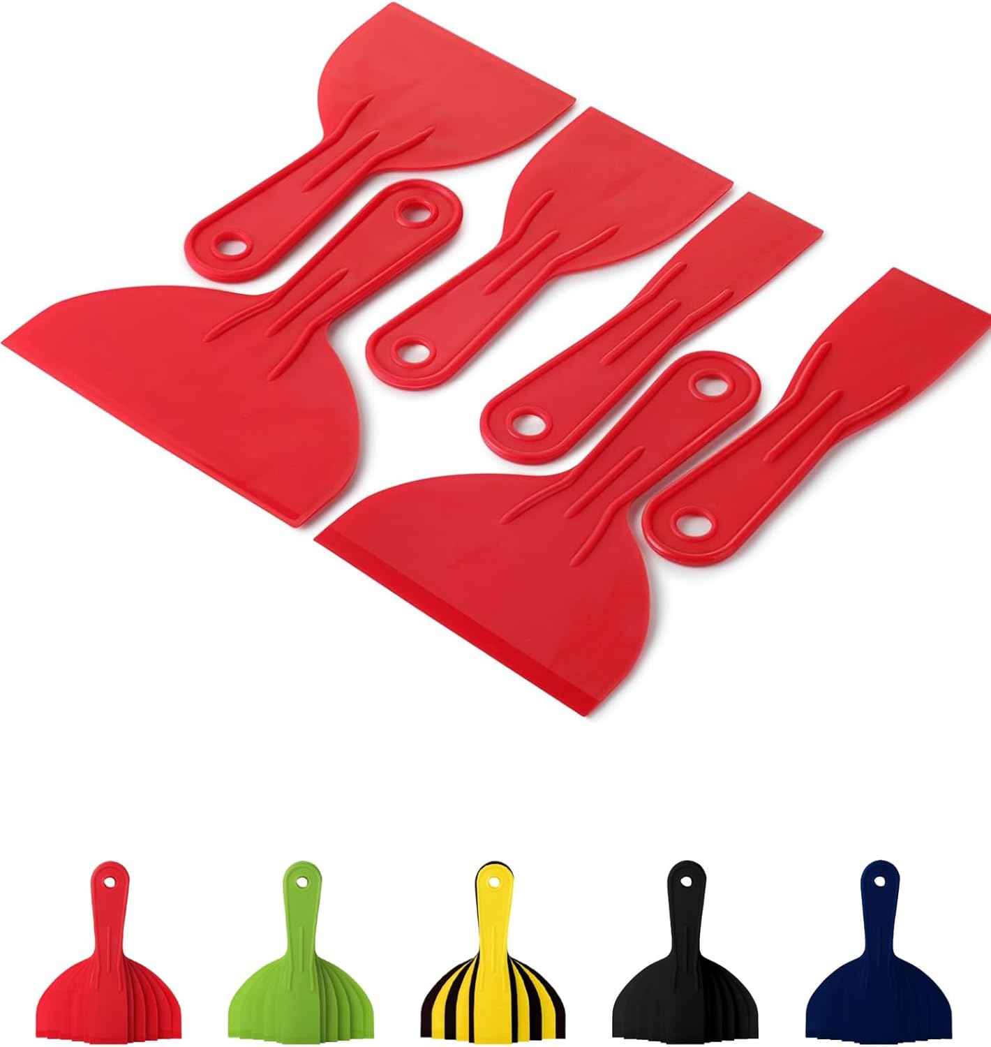 Bates 6 Pack Plastic Putty Knife Set - Contractor Job Site Tools, Efficient Multi-Size Scraper Kit