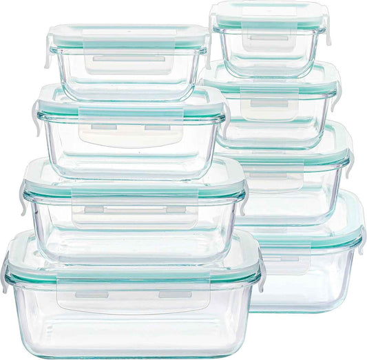 Vtopmart 8 Pack Borosilicate Glass Food Storage Set with Leak Proof Lids – Whole Food Prep Containers for Wellness Routines