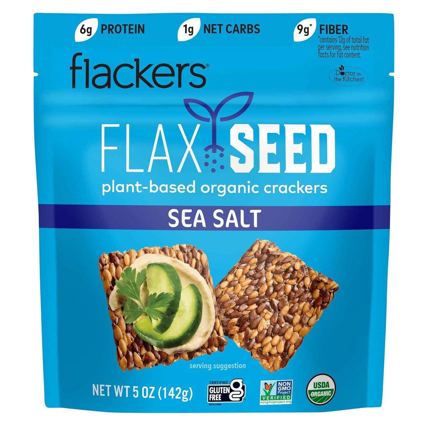Flackers Organic Rosemary Flaxseed Crackers – 1 Net Carb Wellness Snack for Fiber-Focused Diets
