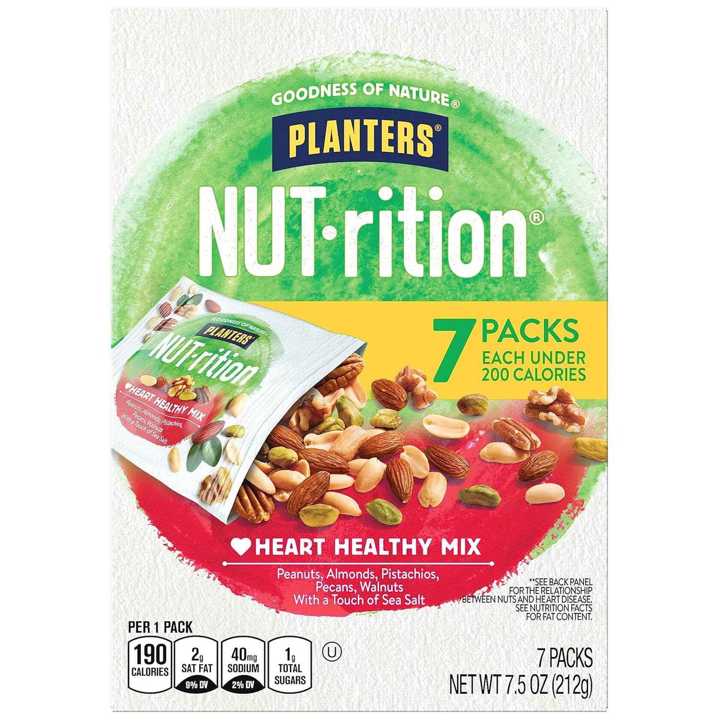 PLANTERS NUT-rition Heart Healthy Walnut Mix – Lightweight Trail and Hiking Snack Pouches, 7 Resealable Single-Serve Packs for Active Lifestyles
