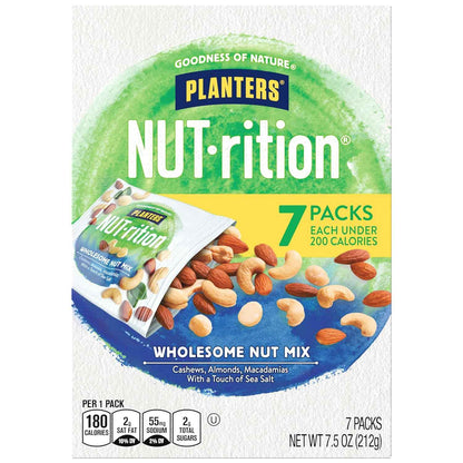 PLANTERS NUT-rition Wholesome Nut Mix, Tear-Open Single-Serve Nut Pouches for the Office Desk and Mid-Afternoon Focus Break