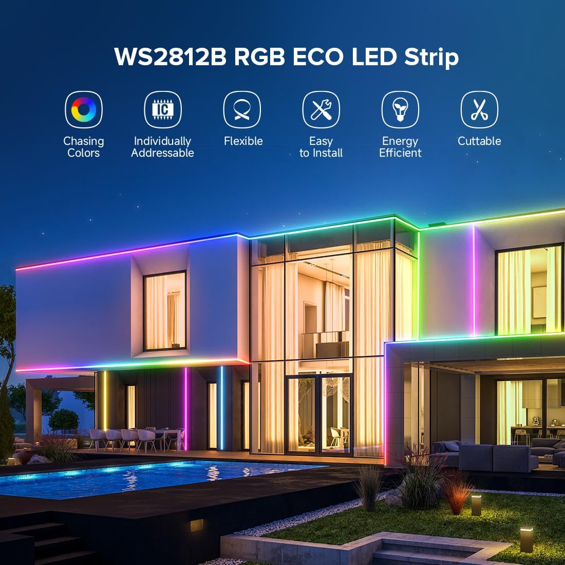 SEZO WS2812B ECO LED Strip – Bedroom Ambient Lighting for Cozy Living Room Atmosphere