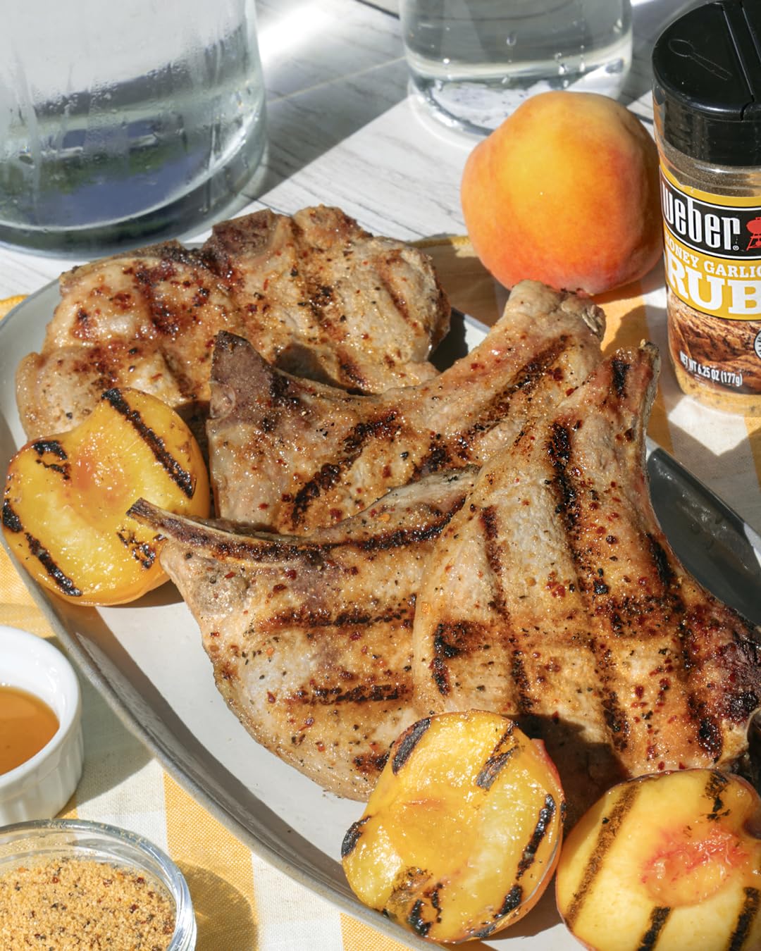 shaker-style bottle sized for repeated grilling sessions (5.75–7.25 oz per bottle)