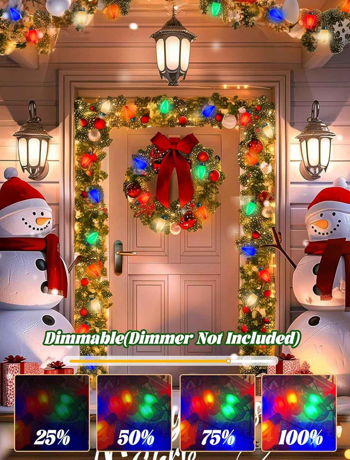 Holiday Brilliance Vintage C9 Lights – Waterproof Connectable Outdoor String Lights for Roofline, Gazebo and Sidewalk