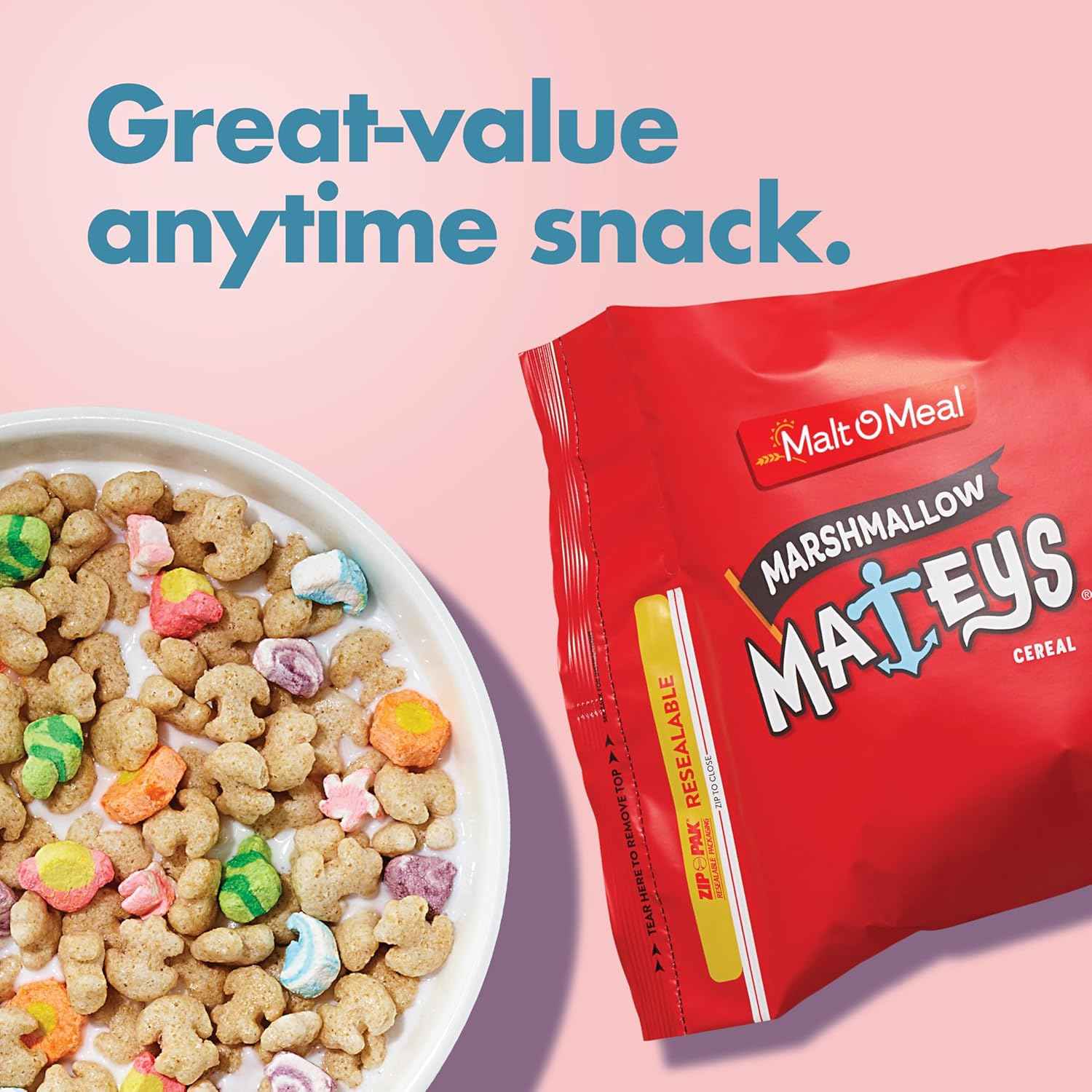 Malt-O-Meal Marshmallow Mateys Frosted Oat Cereal – Budget Friendly Care Package Gift for College Students, 33 OZ Bag