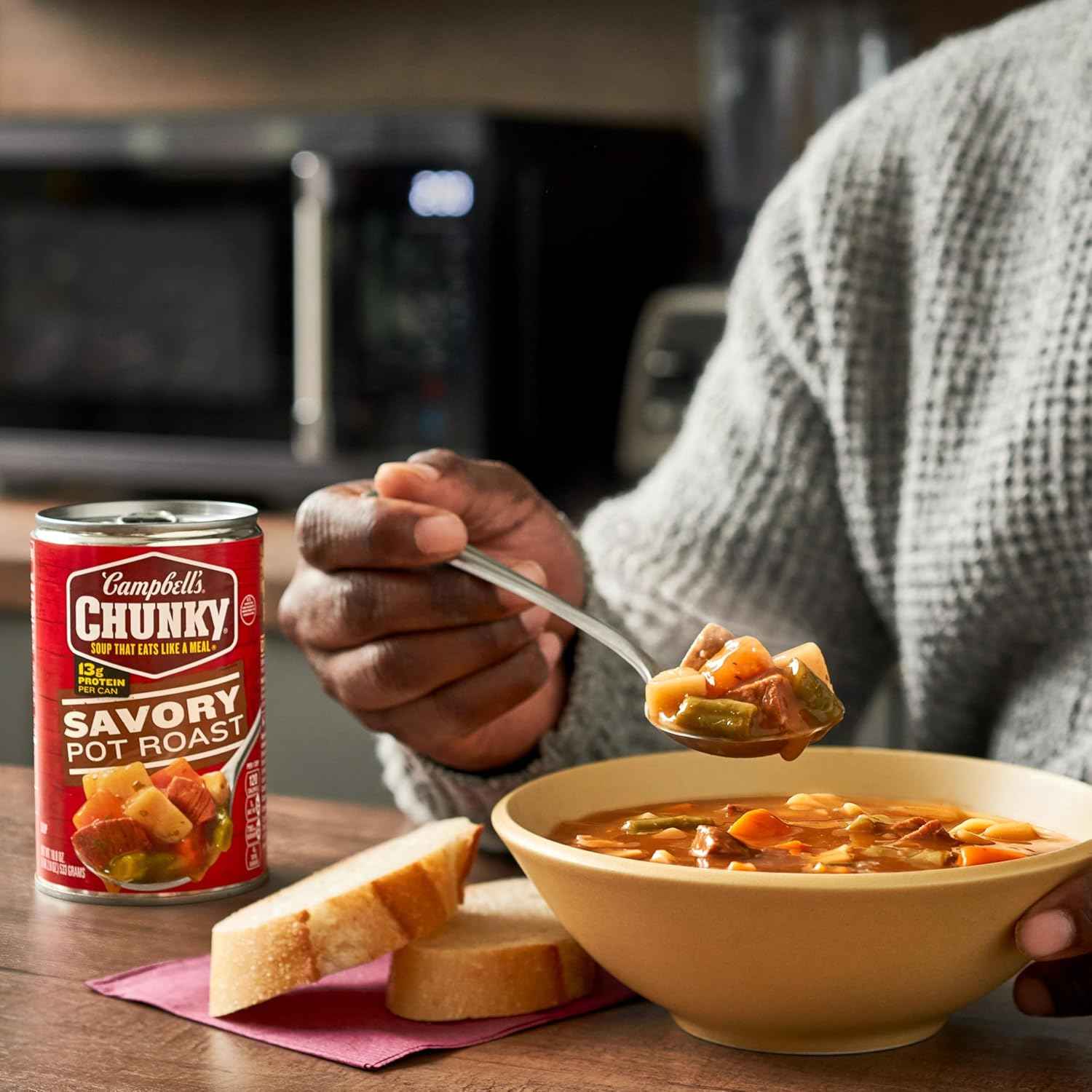 Campbell's Chunky Savory Pot Roast Soup – 5-Minute Work-from-Home Lunch That Beats Fast Food, 18.8 oz Can