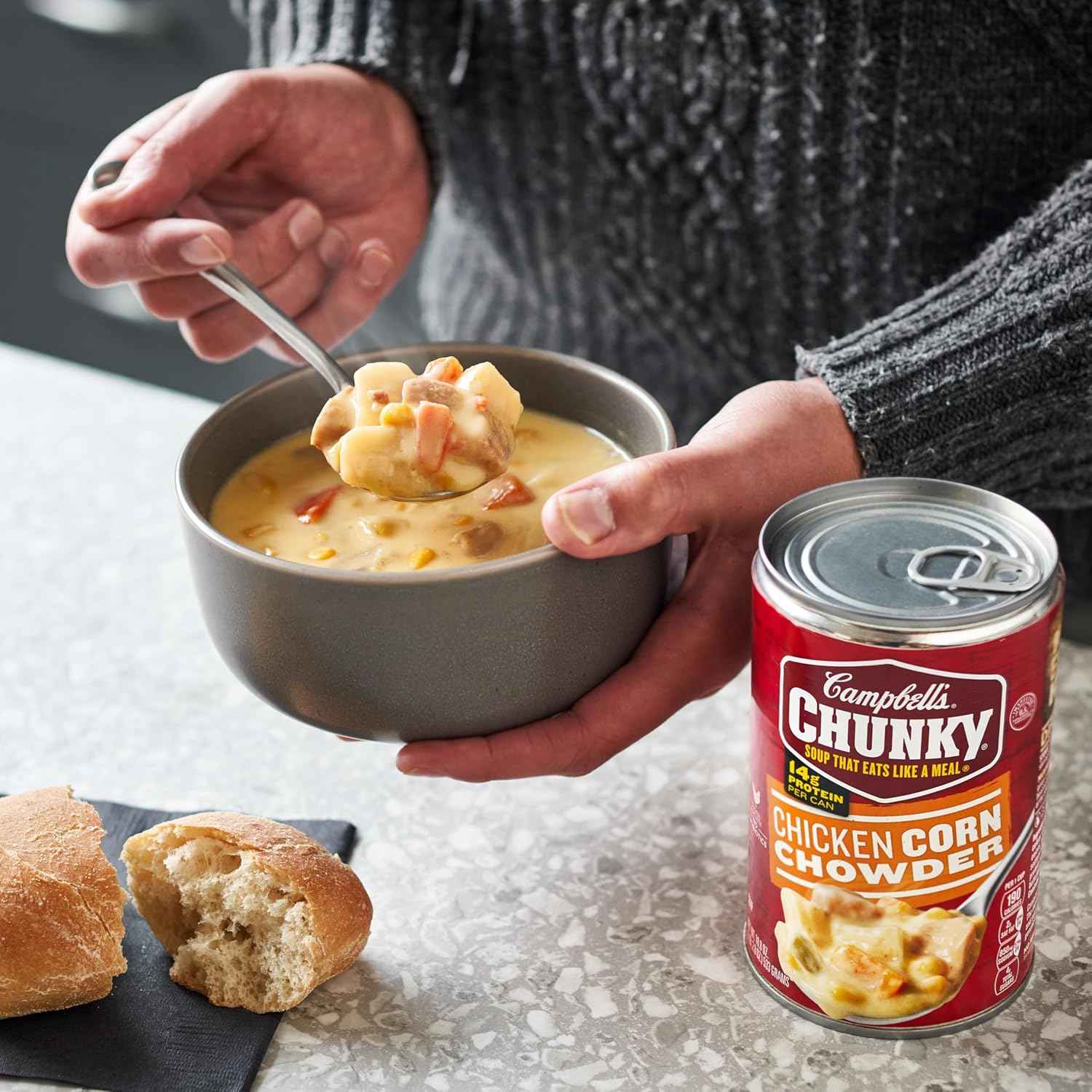Campbell's Chunky Soup with Country Vegetables – Filling Single-Serve Meal for Calorie-Conscious Routines, 18.8 Oz