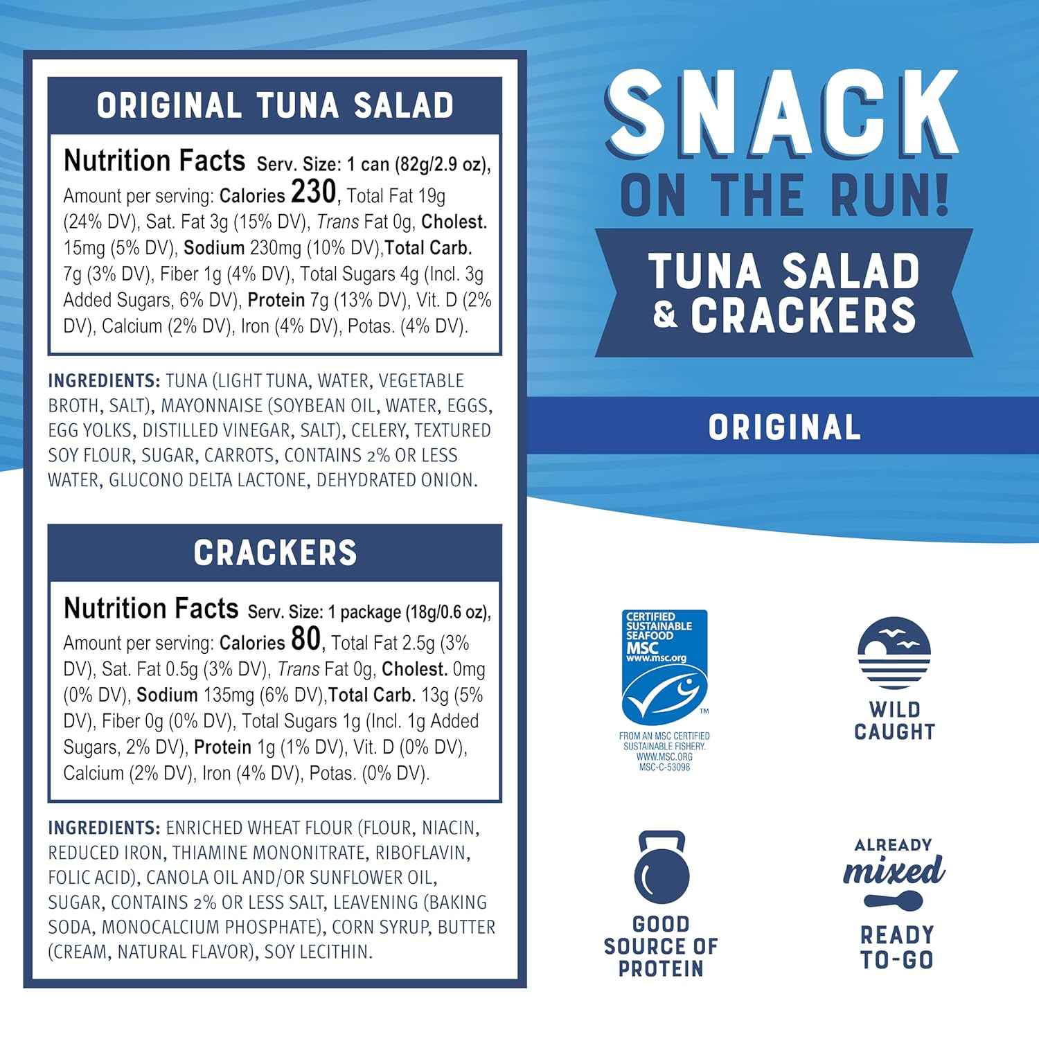 Bumble Bee Snack On The Run Tuna Kit – Shelf-Stable Snack Pack for Picnics, Bike Rides, and Road Trips