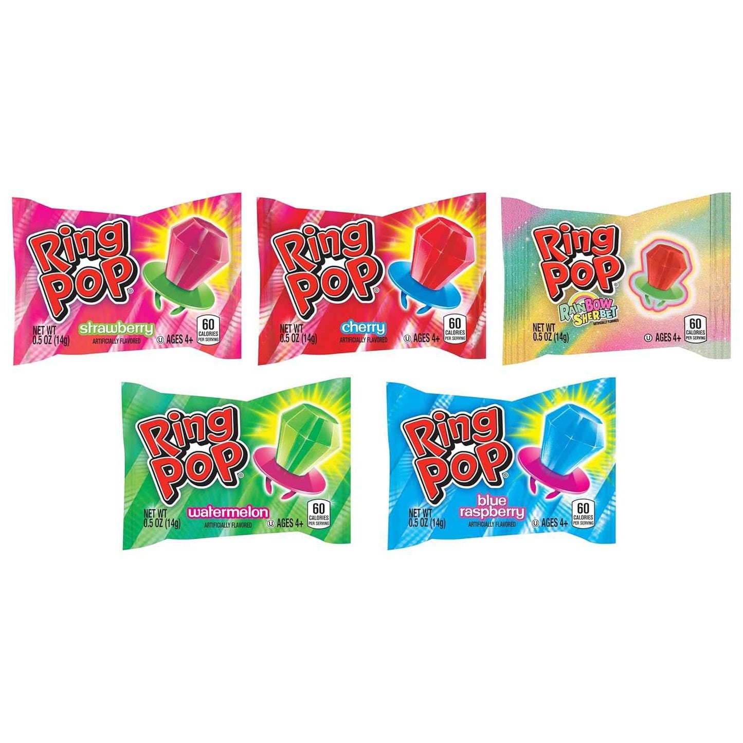 Ring Pop Individually Wrapped Care Package Candy for College Students & Nostalgic Adults – 10 Count Lollipop Variety Pack