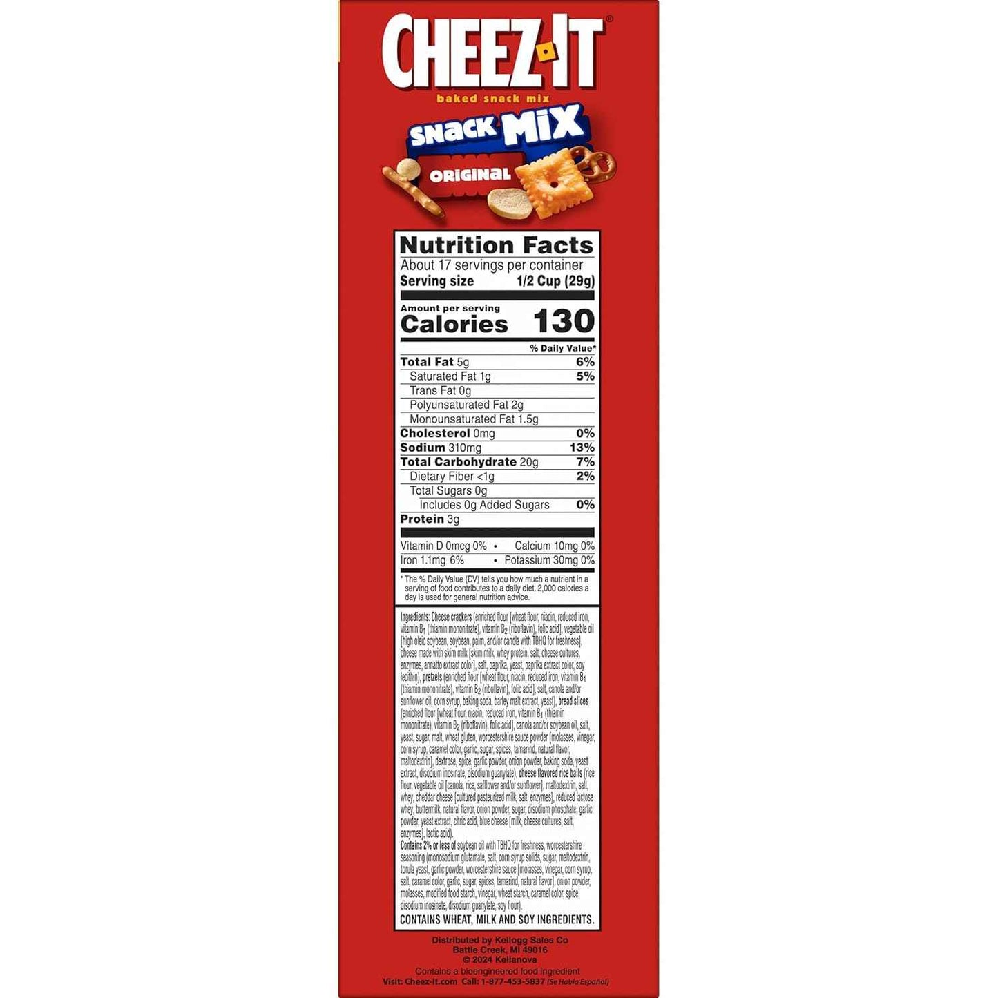 Cheez-It Snack Mix, On-the-Go Snack Box for Sports Events and Road Trips, Original, 17.8oz Box
