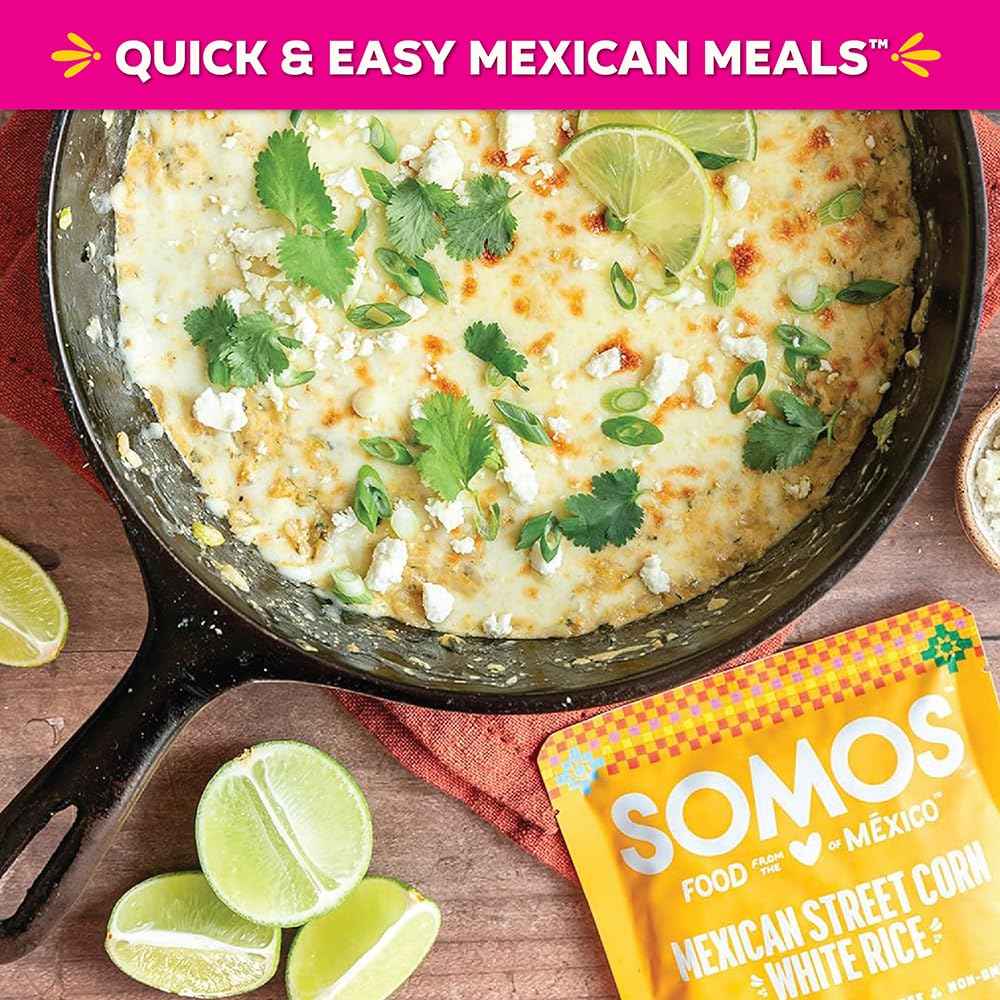 SOMOS Mexican Street Corn White Rice, 8.8 OZ – Mindful Mexican-Inspired Side for Balanced Weeknight Meals