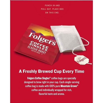 Folgers Coffee Singles – Quick Desk-Side Coffee for Focused Work Mornings, 19 Count Box