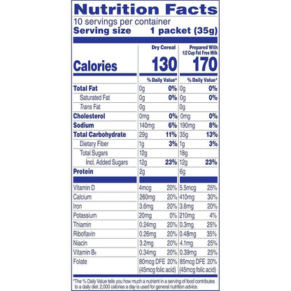 Cream of Wheat Instant Hot Cereal, Bananas and Cream – Iron, Calcium and Vitamin D Fortified Cereal for Seniors and Caregivers