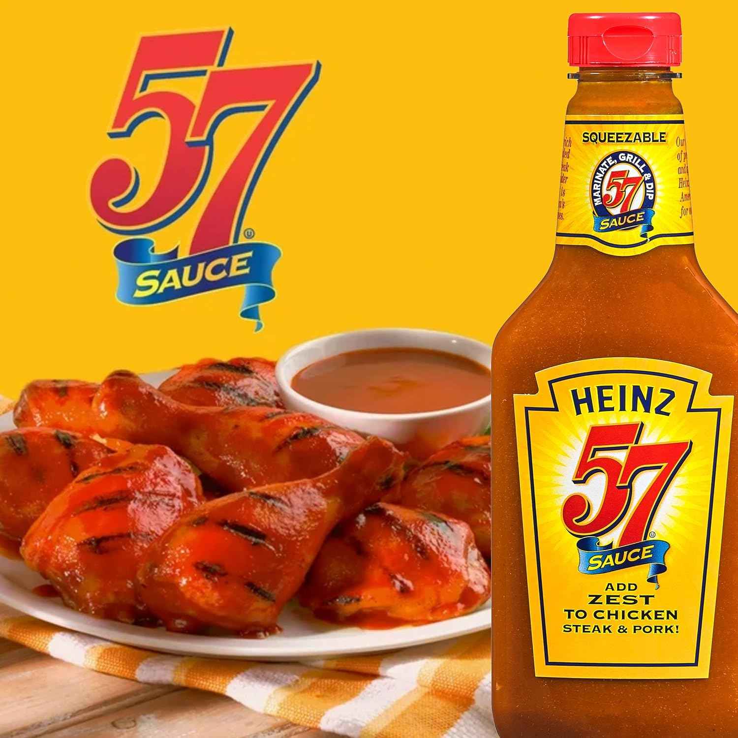Heinz 57 Original Sauce for Tailgate Cookouts, Portable 20 oz Bottle for Grilling Chicken and Brisket