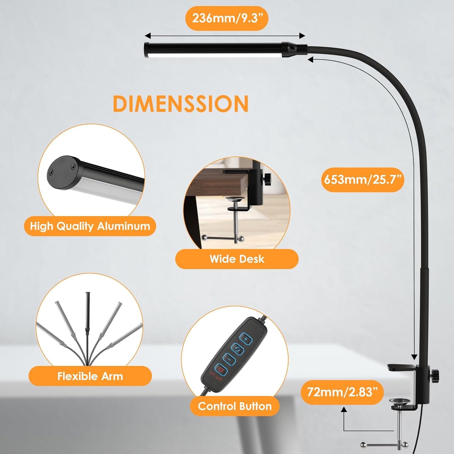 ShineTech LED Desk Lamp with Clamp – Thoughtful Birthday Gift for Her, Eye-Caring Reading Light for Bedroom