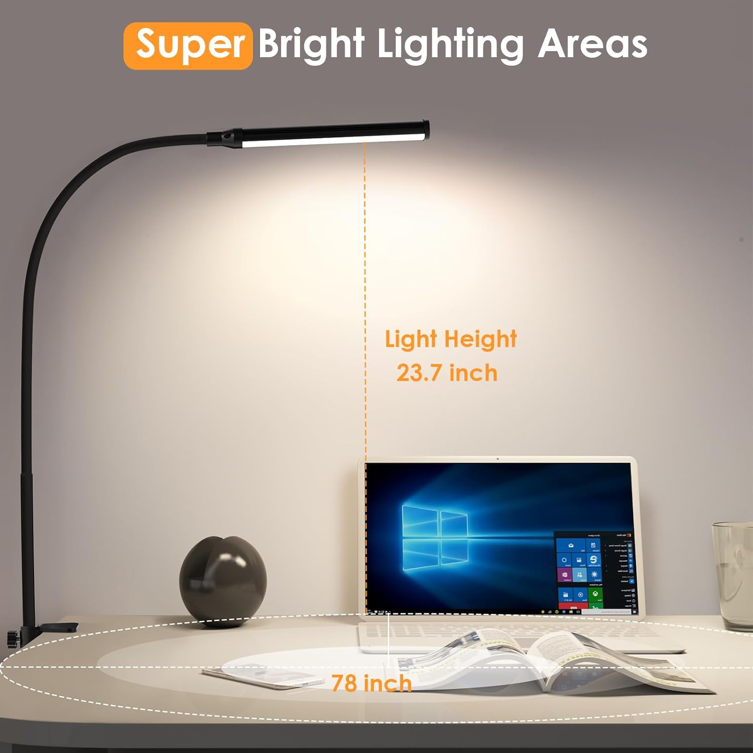 ShineTech LED Desk Lamp with Clamp – Thoughtful Birthday Gift for Her, Eye-Caring Reading Light for Bedroom