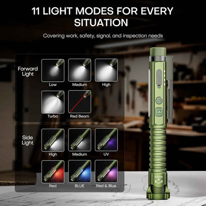 EDC Flashlight Rechargeable – Trail and Dog Walking Flashlight with Red Night Vision Mode