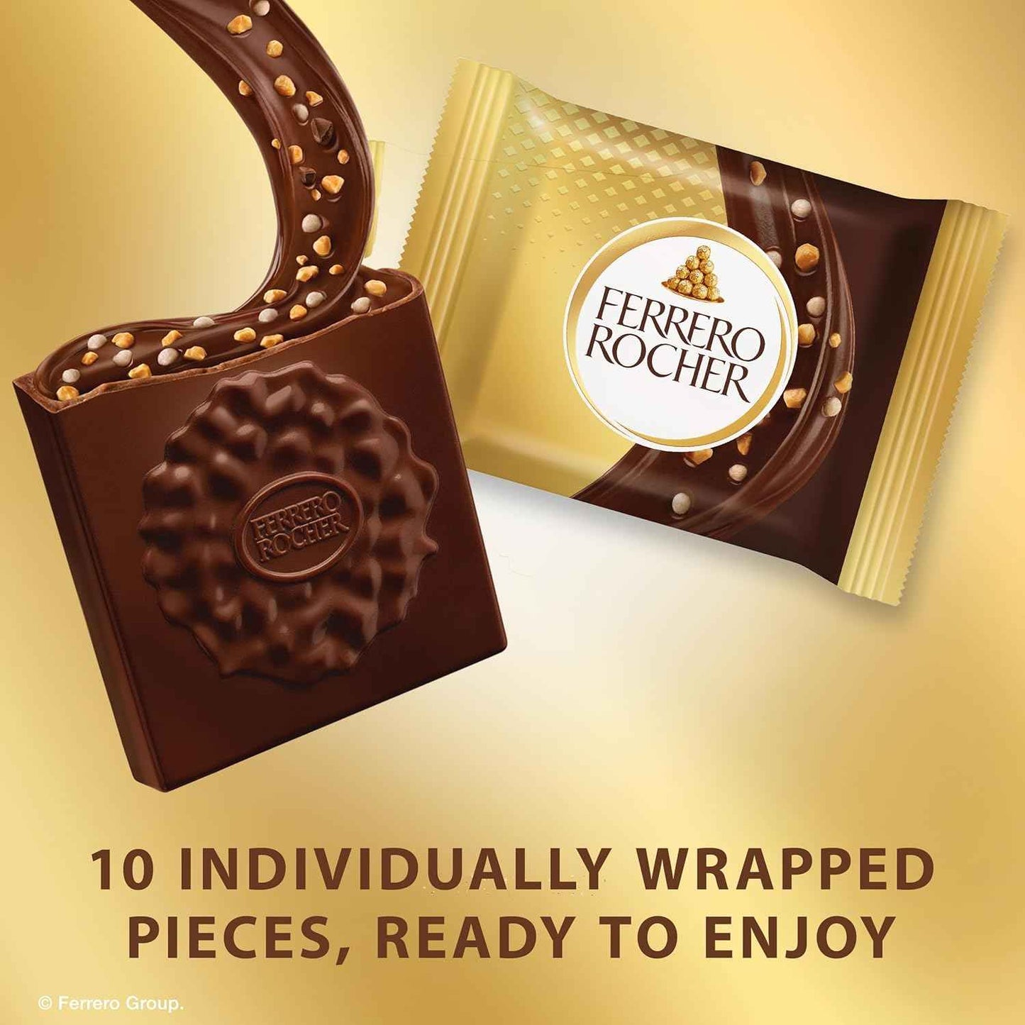 Ferrero Rocher Dark Hazelnut Chocolates – Luxury Hostess Gift for Book Club and Dinner Parties, Gold Stand-Up Pouch