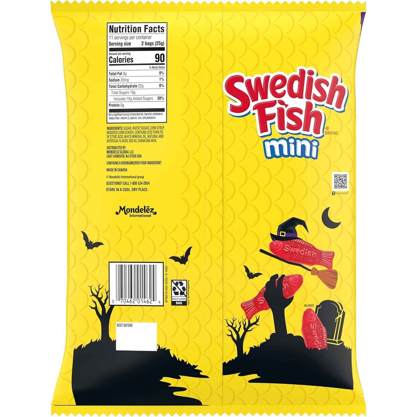 SWEDISH FISH Mini Soft Chewy Candy, 22 Halloween Treat Bags for Party Favor Gifting