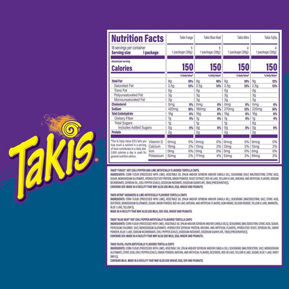 Takis Rolled Tortilla Chips Variety Pack – Fun Snack Gift for Nieces and Nephews, 18 Single-Serve 1 oz Bags