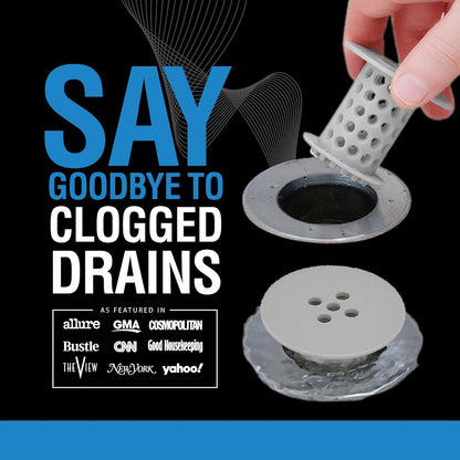 silicone construction that catches both human and pet hair without blocking water flow