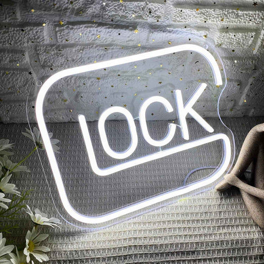LUMIORA Lock Neon Sign – Unique Birthday Gift for Gamers, Dimmable LED Wall Light for Man Cave Setup
