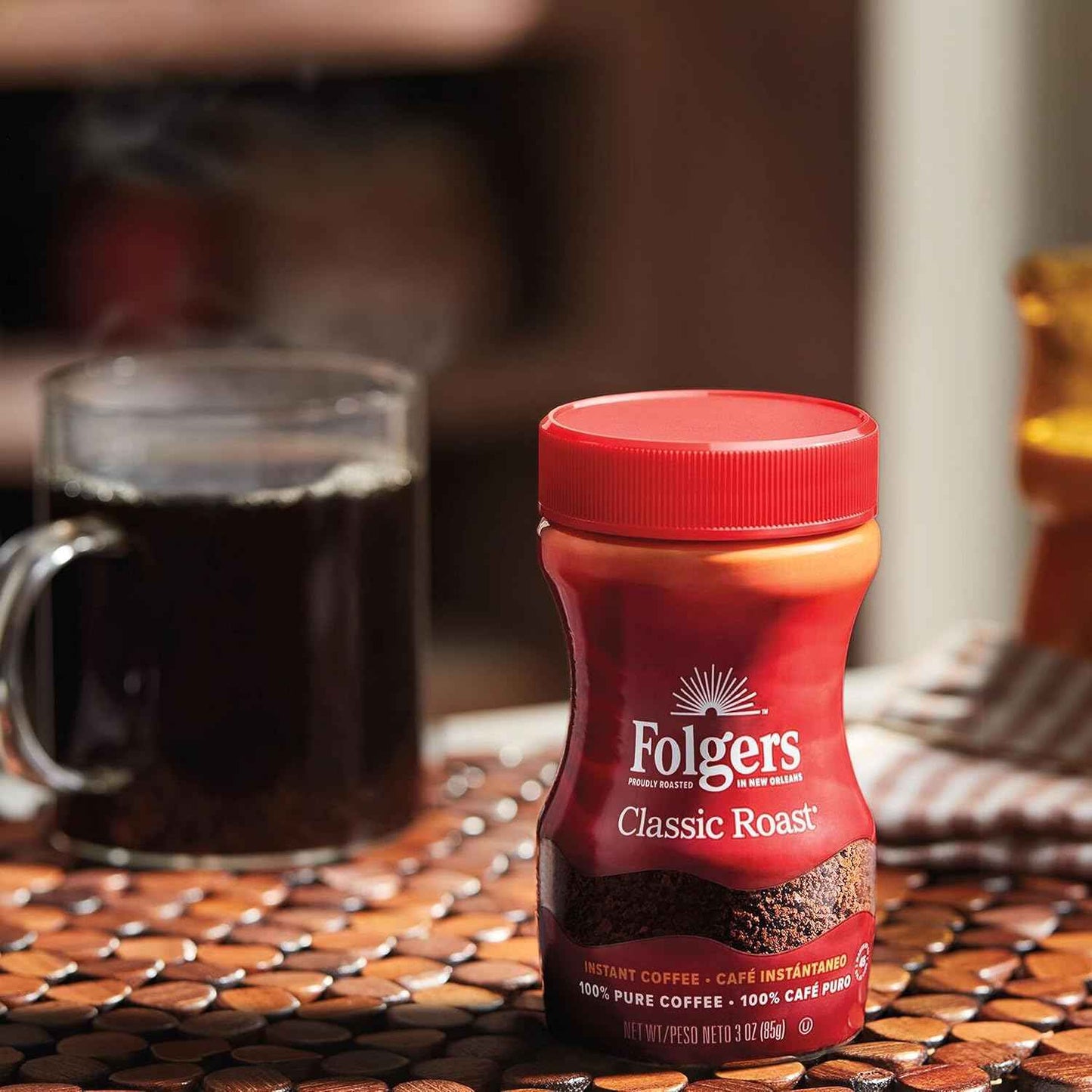 Folgers Classic Roast Instant Coffee – RV and Hotel Room Coffee for Any Hot Water Source