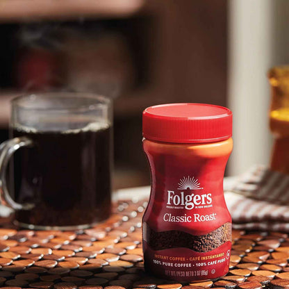 Folgers Classic Roast Instant Coffee – RV and Hotel Room Coffee for Any Hot Water Source