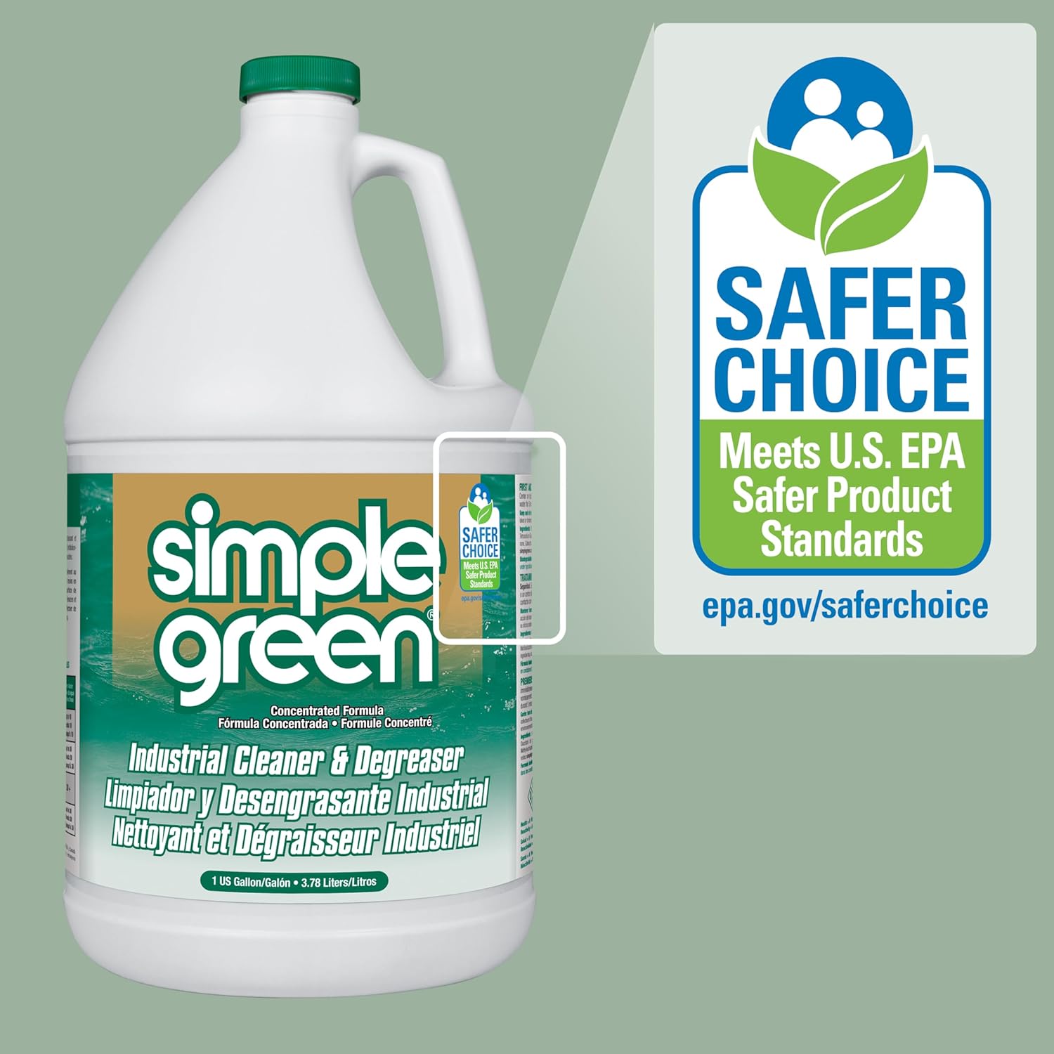 Simple Green Industrial Cleaner and Degreaser – One-Bottle Degreaser for Clutter-Free Facility Supply Closets, 1 Gallon